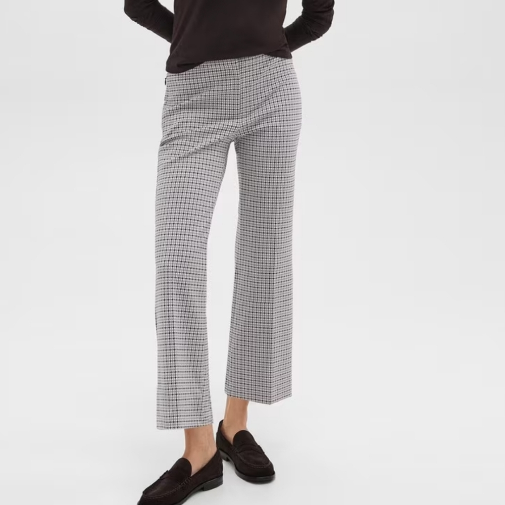 Pearl by Lela Rose Lynn Gingham Plaid Wide Leg Cropped Pants NWT Size 6
